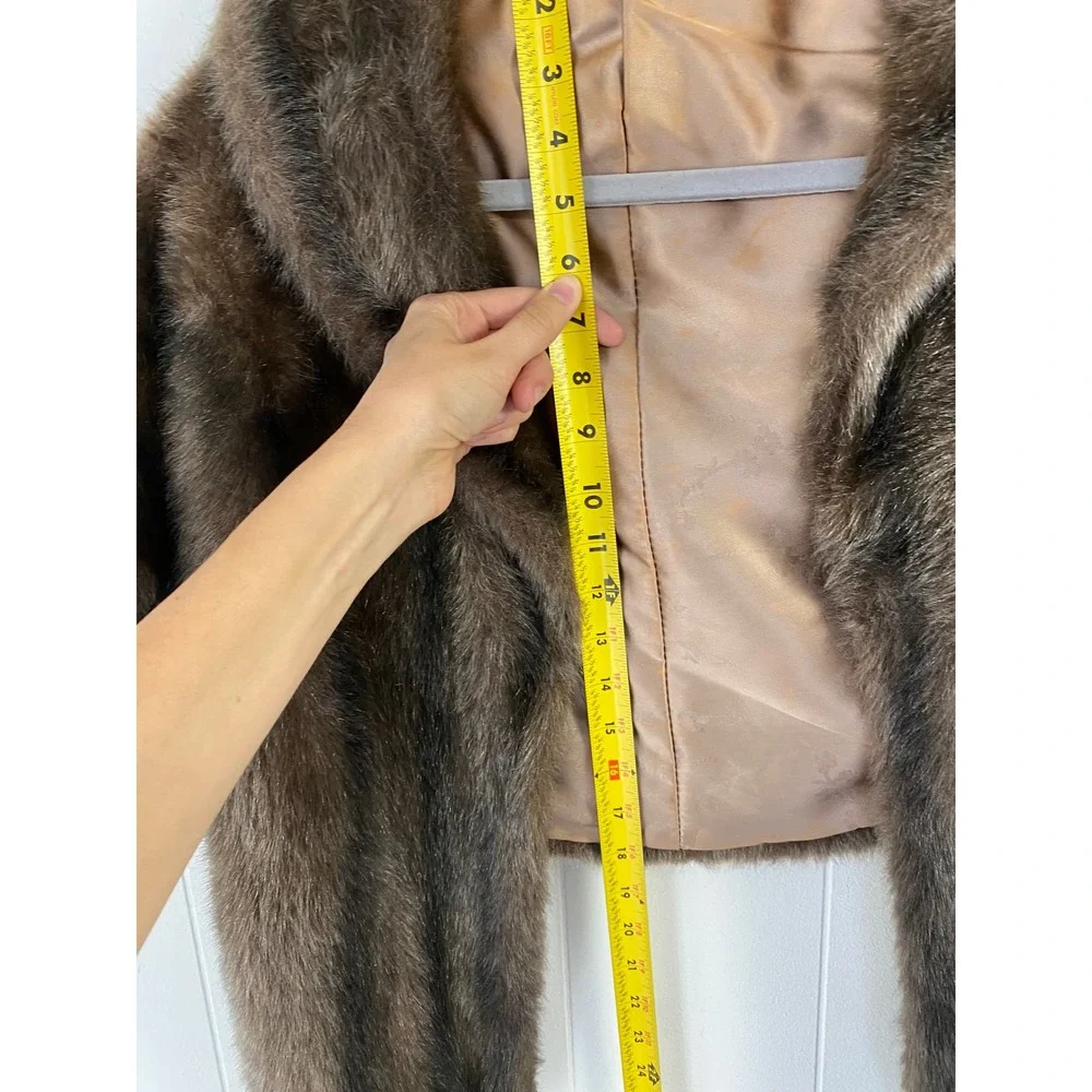 Regina Glenara by Glenoit Vintage Faux Fur Stole Wrap Brown Striped Shawl Collar